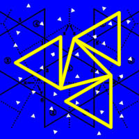 four yellow triangles rampant on a blue sky with white stars
