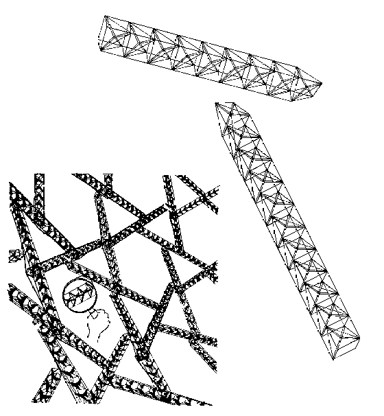 Figure 11:  Tensegrity Masts as Struts:  Miniaturization Approaches Atomic Structure