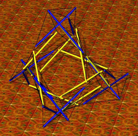 4v tensegrity tetrahedron (aligned struts)