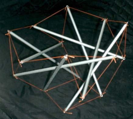 dowel-and-fishing-line tensegrity with four-fold symmetry