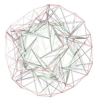 view of final design for double-layer 2v tensegrity icosahedron