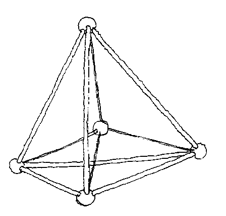Welded steel tetrahedron with its central ball