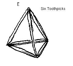 Tetrahedron Shown by Lines (six toothpicks)