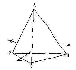 tetrahedron drawn as tripod with triangle restraining the tripod legs