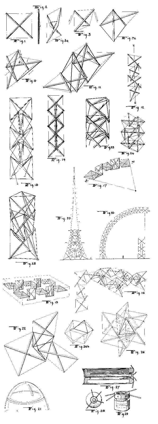 Patent #3,169,611 drawings by Kenneth Snelson