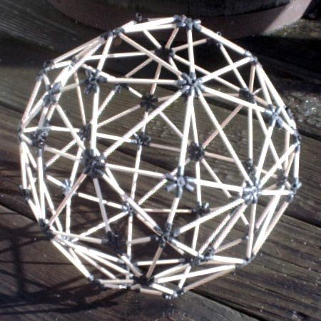 d-stix and eighth-inch dowel model of thirteen great circles of the octahedron and tetrahedron