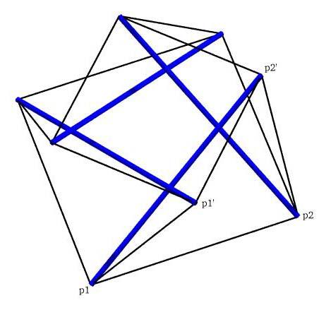 ray trace of tensegrity half cuboctahedron