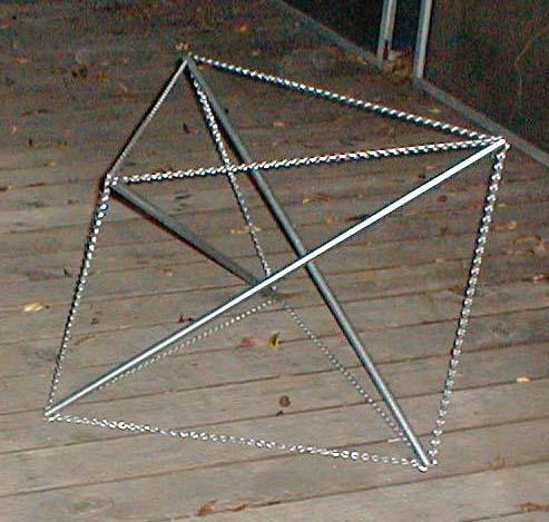 photo of tensegrity 3-prism with (almost) orthogonal struts