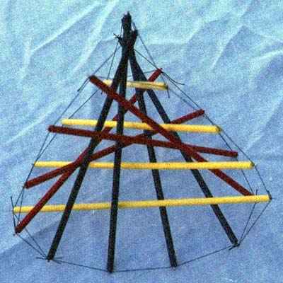 photo of model of 3v Pars Tensegrity Tetrahedron