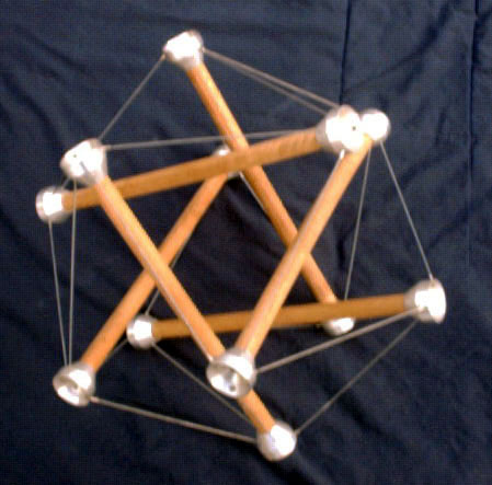 overall view of bicycle-spoke tensegrity icosahedron