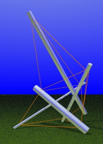 raytrace realization of a small outdoor sculpture by Kenneth Snelson