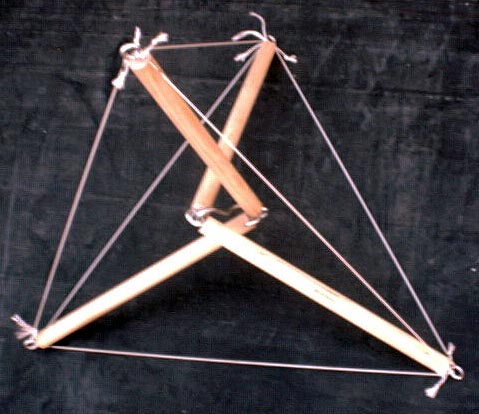 photo of assembled tensegrity tetrahedron