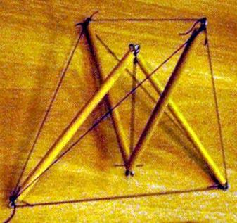 photo of dowel and fishing line tetrahedron