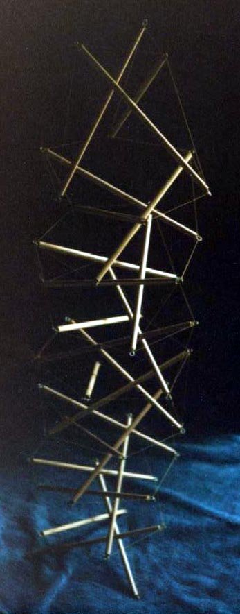 dowel and fishing line tensegrity mast