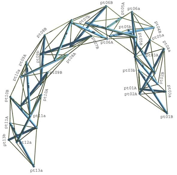 oblique view of tensegrity arch