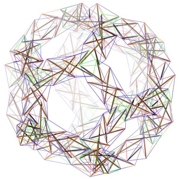 ray trace of dodecahedron with x-column edges
