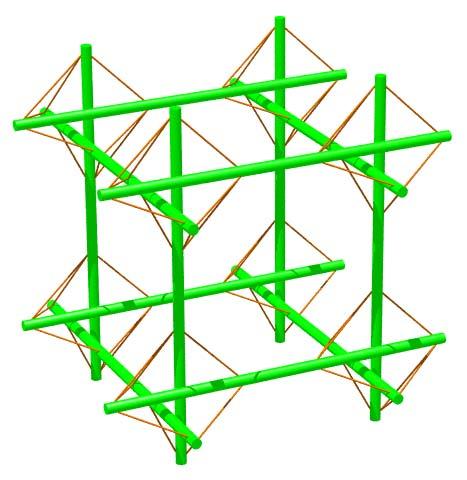 cubic cell with tensegrity prism joints