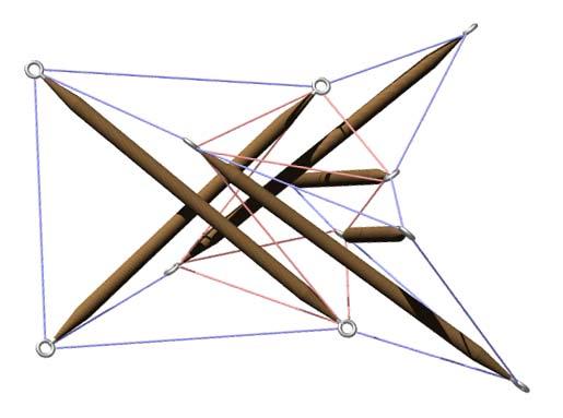 tensegrity prism with x-modules substituted for struts