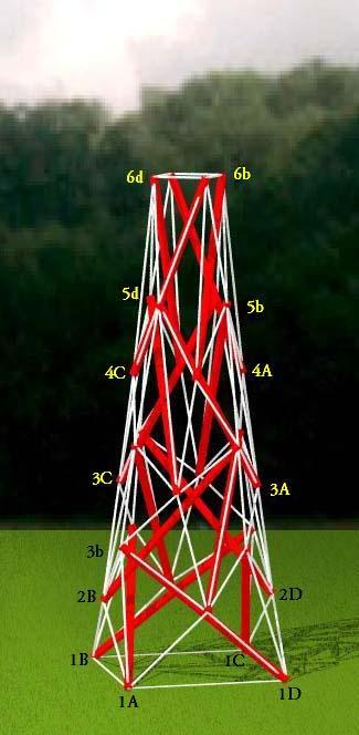another side view of the traingulated zig-zag tensegrity obelisk