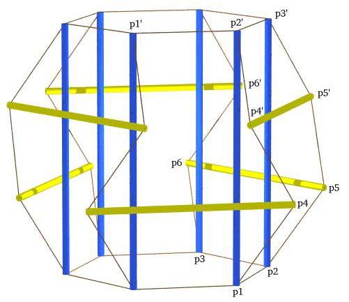 ray trace of modified tensegrity truncated cuboctahedron