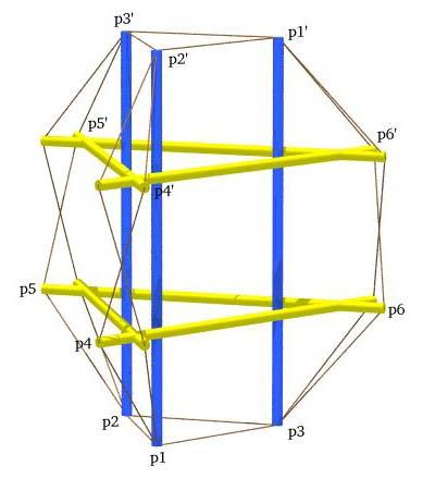 ray trace of tensegrity truncated cuboctahedron (global solution)