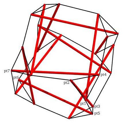 ray trace of zig-zag tensegrity cube