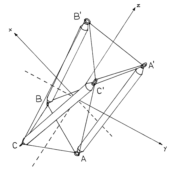t-prism-in-the-making embedded in xyz coordinate space centered on the origin and one end pointing into the positive quadrant