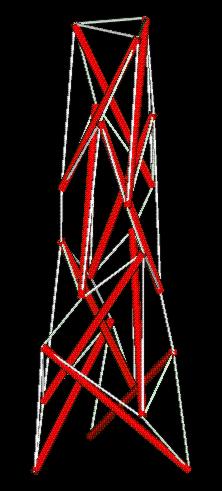 enhanced side view of the zig-zag tensegrity obelisk