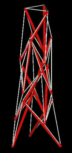 enhanced side view of the diamond tensegrity obelisk