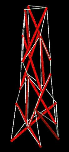 enhanced view of the zig-zag tensegrity obelisk from another side