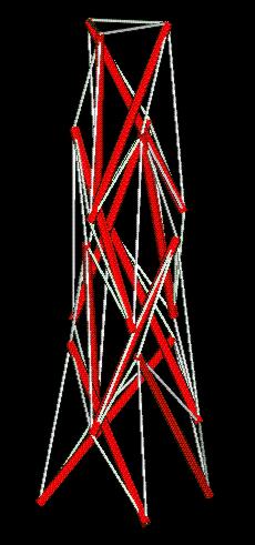 enhanced view of the diamond tensegrity obelisk from another side